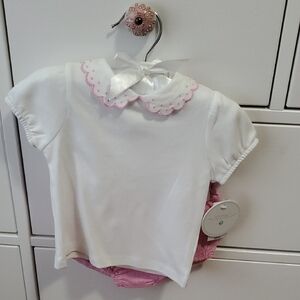 White and Pink Baby Outfit
